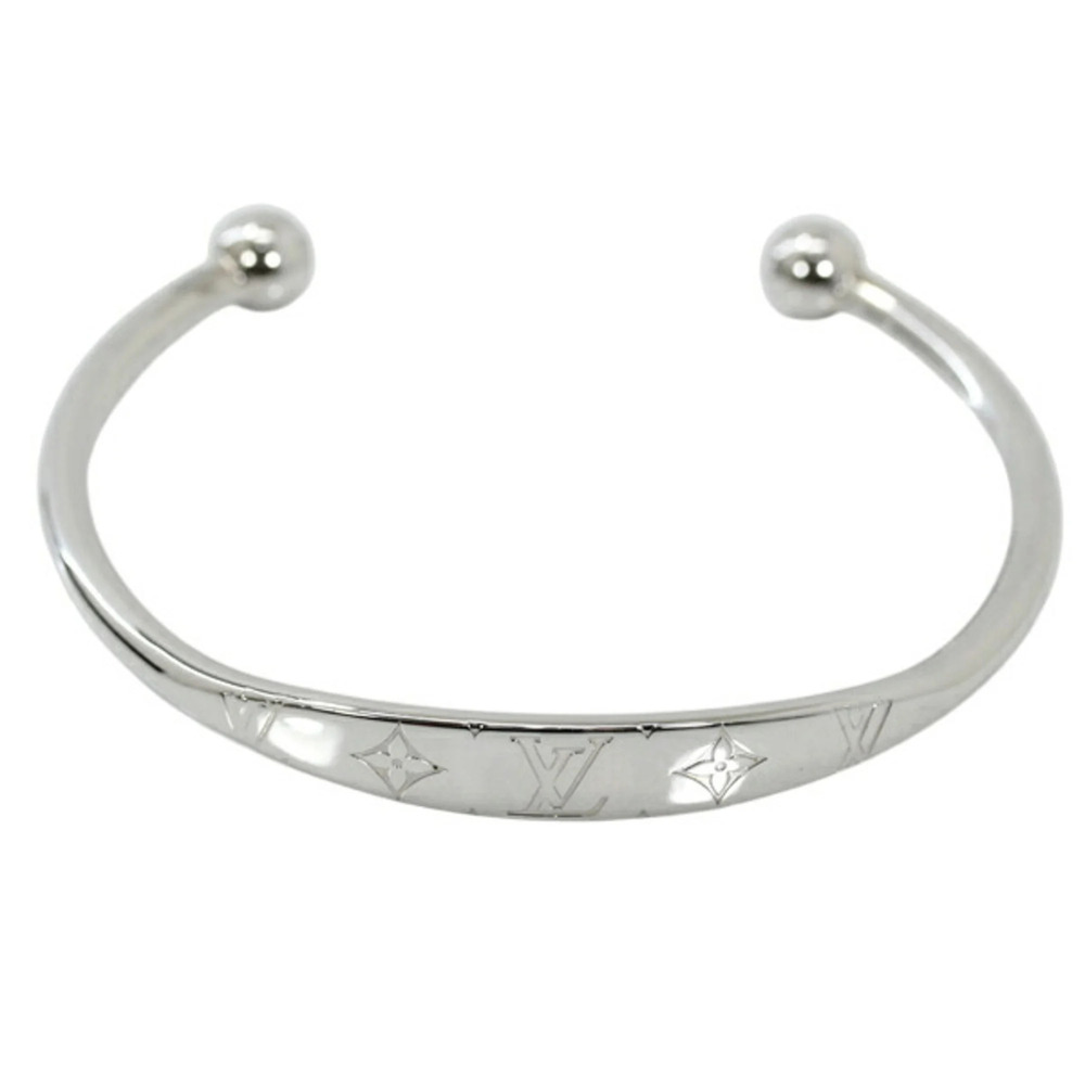 Louis Vuitton Jonc Monogram Large Bracelet M64840 Bangle Silver Men's Women's...